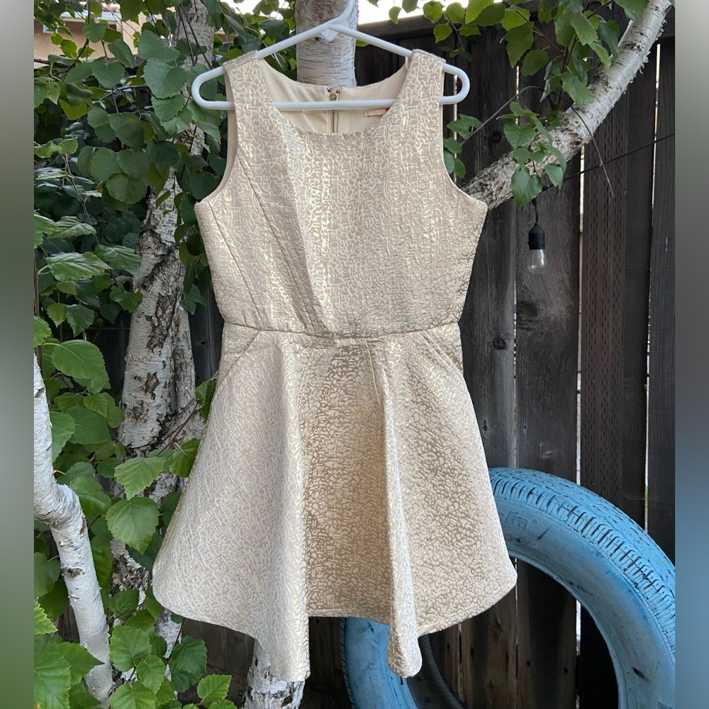 GB Girls size 6. gold & cream color dress. Dressy but casual, has pockets, cute!